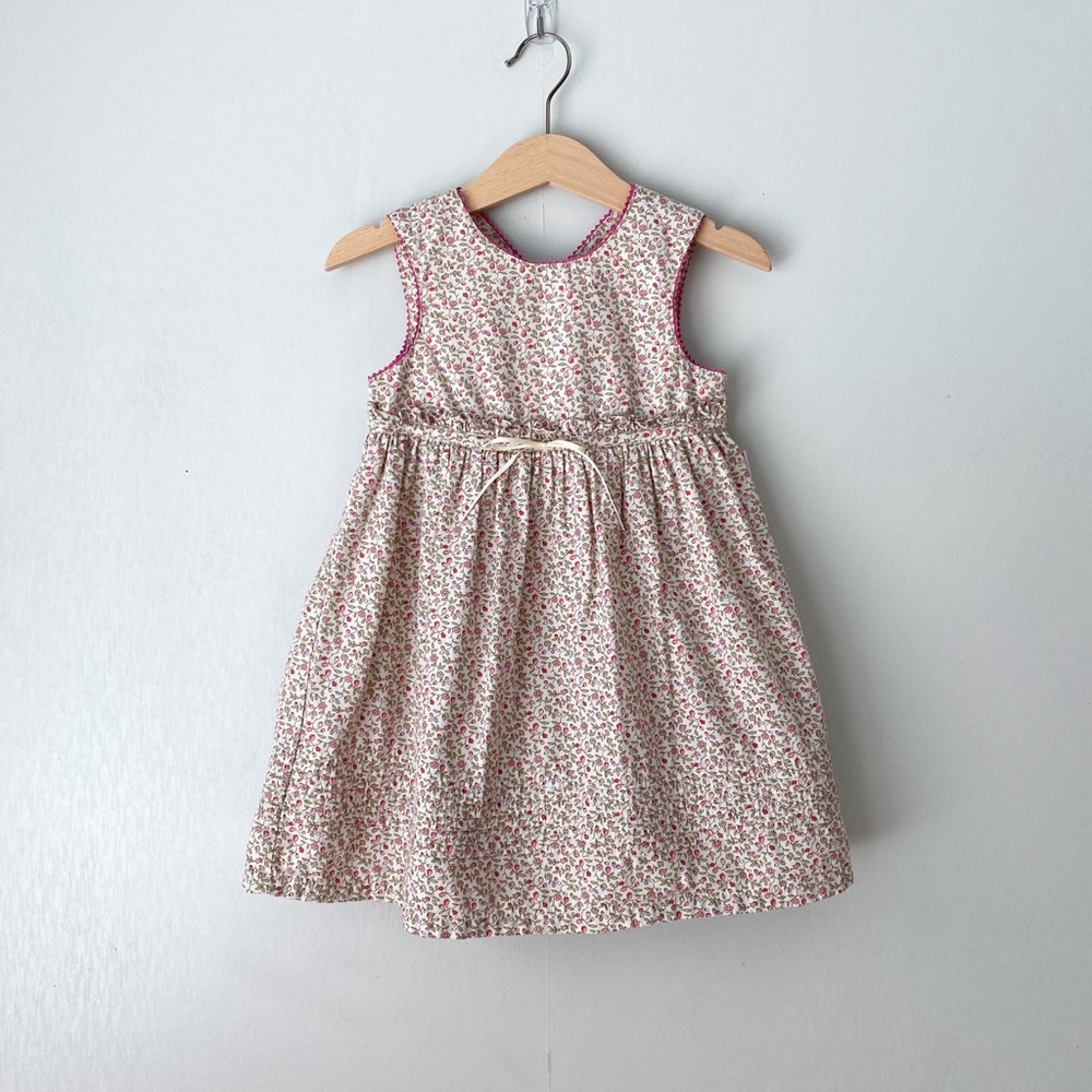 Vintage Dainty Floral Print Cotton Cottagecore Sleeveless Dress 2T
